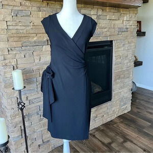 Zara Women Wrap Dress Cap Sleeve Black Size M
